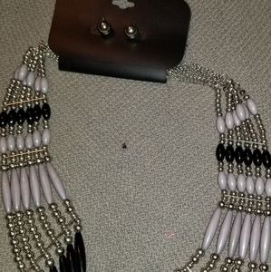 Gray, silver and black necklace set